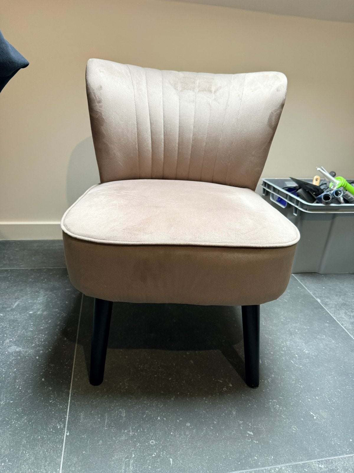 Zachte velvet fauteuil, Huis en Inrichting, Ophalen, Zo goed als nieuw