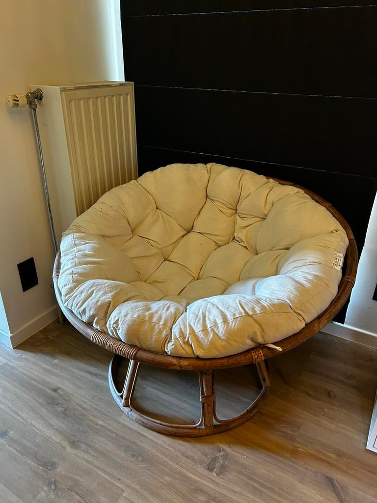 Kuipstoel rotan, Huis en Inrichting, Stoelen, Ophalen, Gebruikt, Bruin, Riet of Rotan