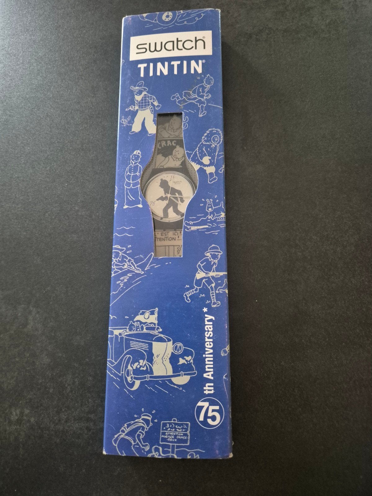 Montre Tintin 75 anniversaire noir et blanc numéroté, Tintin, Neuf