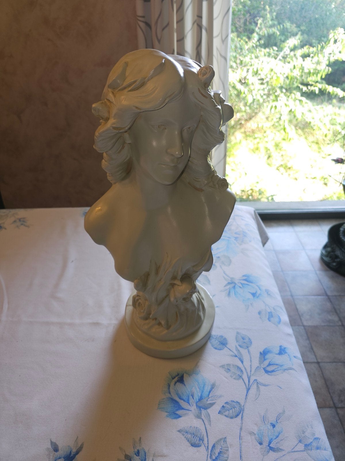 Grote decoratieve gipsen buste dame, Ophalen, Gebruikt, Mensenbeeld