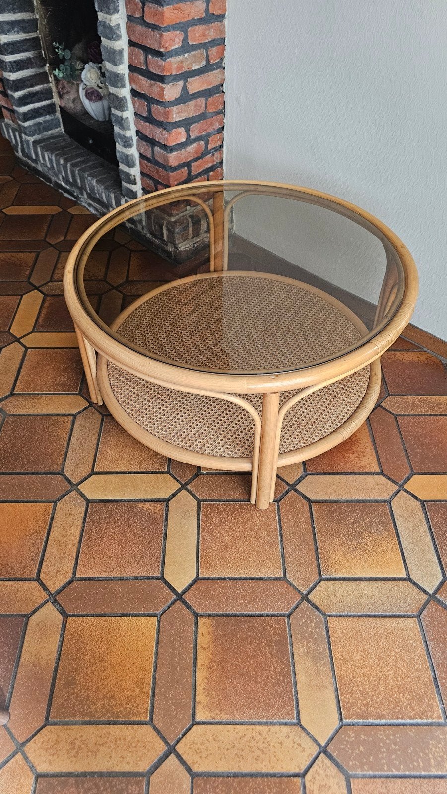 Table basse vintage en rotin, Enlèvement