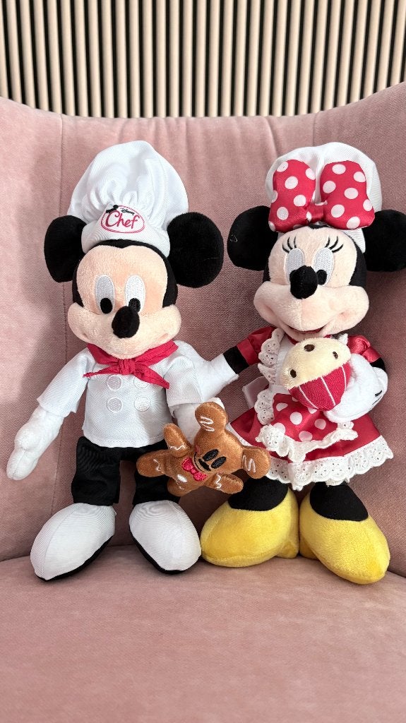 Peluches Disney Mickey & Minnie Chef Cuisinier, Enlèvement ou Envoi, Mickey Mouse, Comme neuf, Peluche