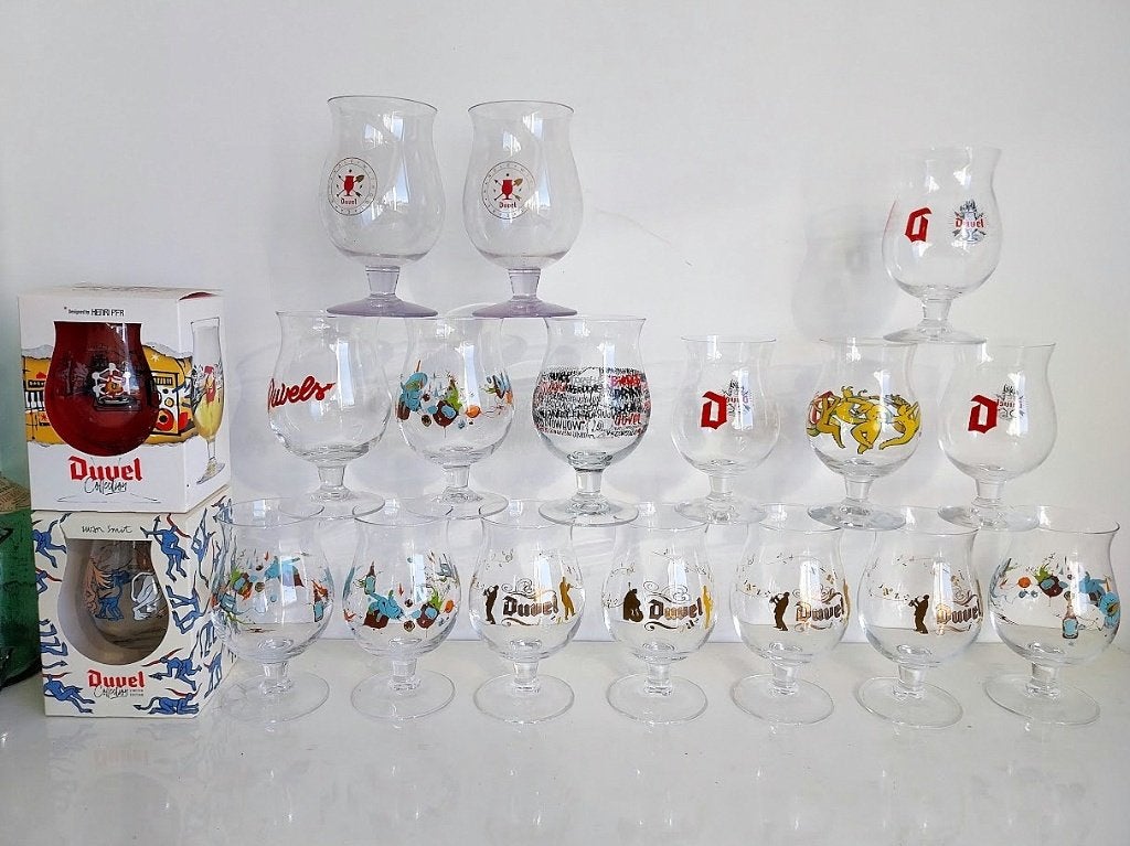 Set van 18 DUVEL-glazen, Verzamelen, Biermerken, Ophalen of Verzenden, Duvel