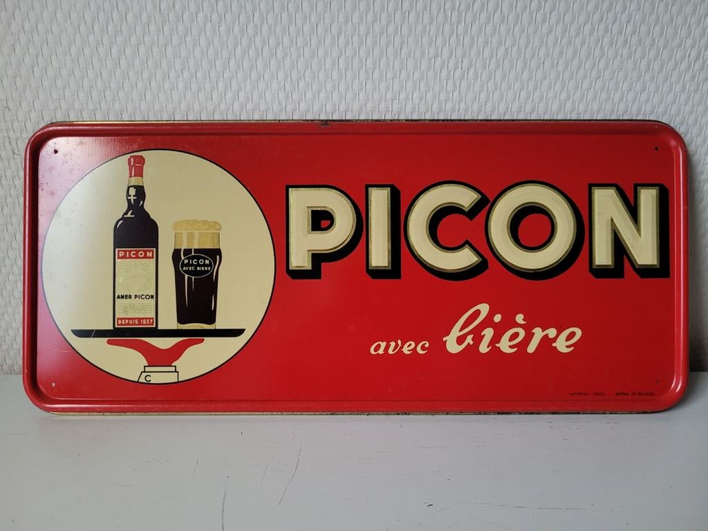 Tôle publicitaire lithographie Picon avc emballage d origine, Envoi, Comme neuf, Panneau publicitaire