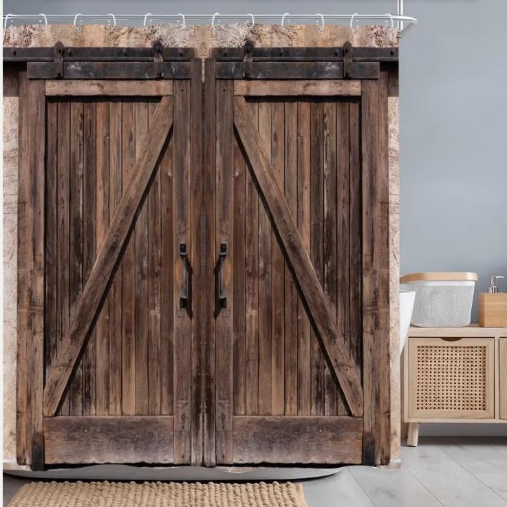 Portes et rideaux de douche vintage en bois (180x200cm), Enlèvement ou Envoi, Neuf