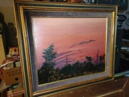 huile sur panneau paysage signe walter frank, Antiek en Kunst, Kunst | Schilderijen | Klassiek, Ophalen of Verzenden