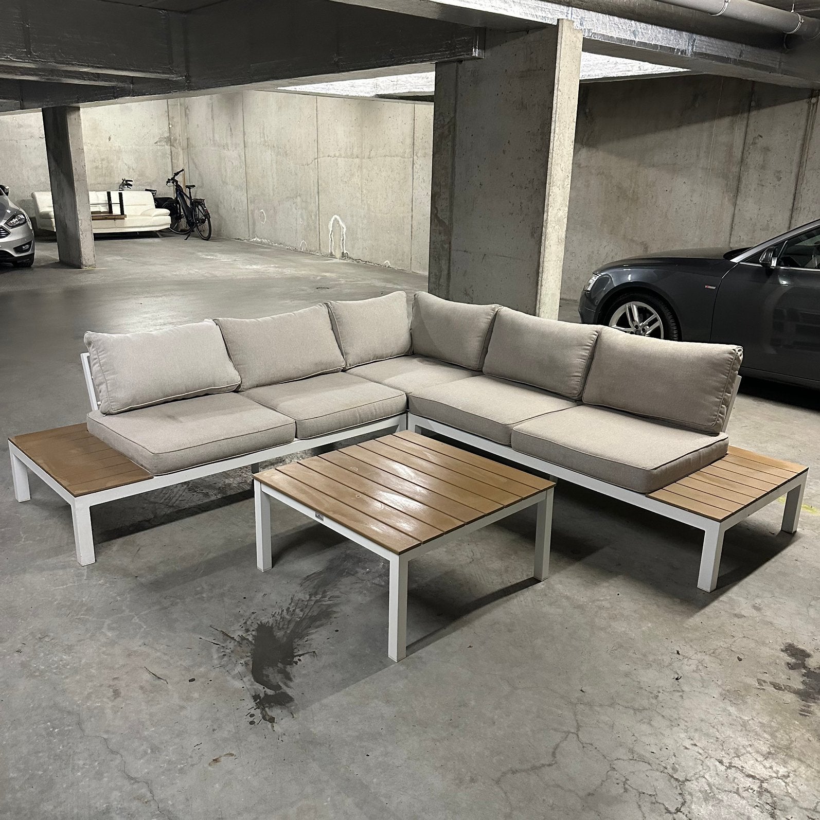 Loungeset, Jardin & Terrasse, 5 places, Hocker, Aluminium, Enlèvement