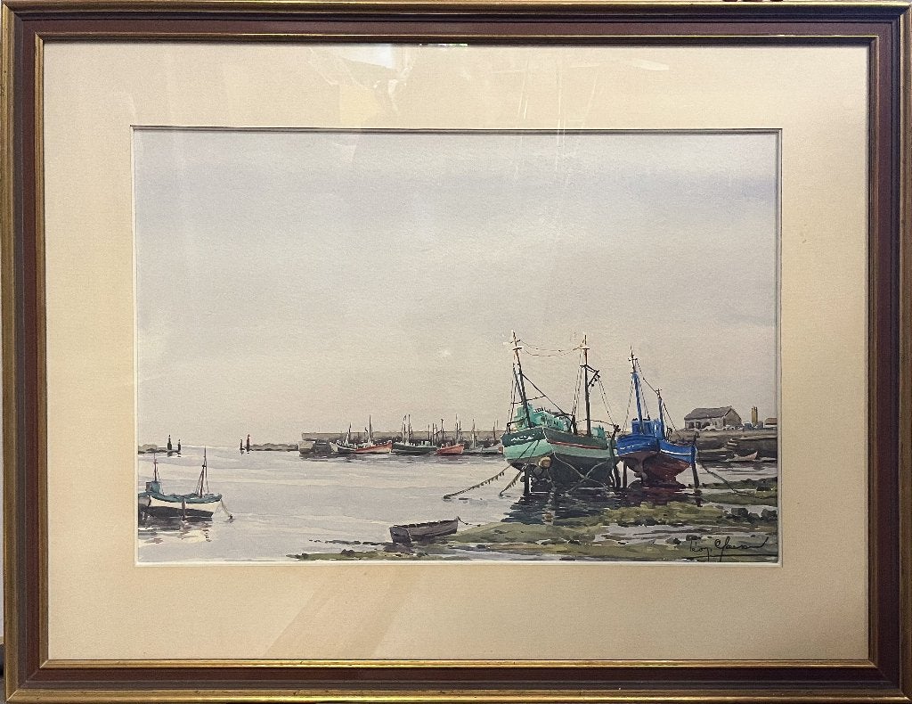 Aquarelle maritime, Antiquités & Art, Art | Peinture | Classique, Aquarelle, Encadré, Enlèvement, Maritime / eau
