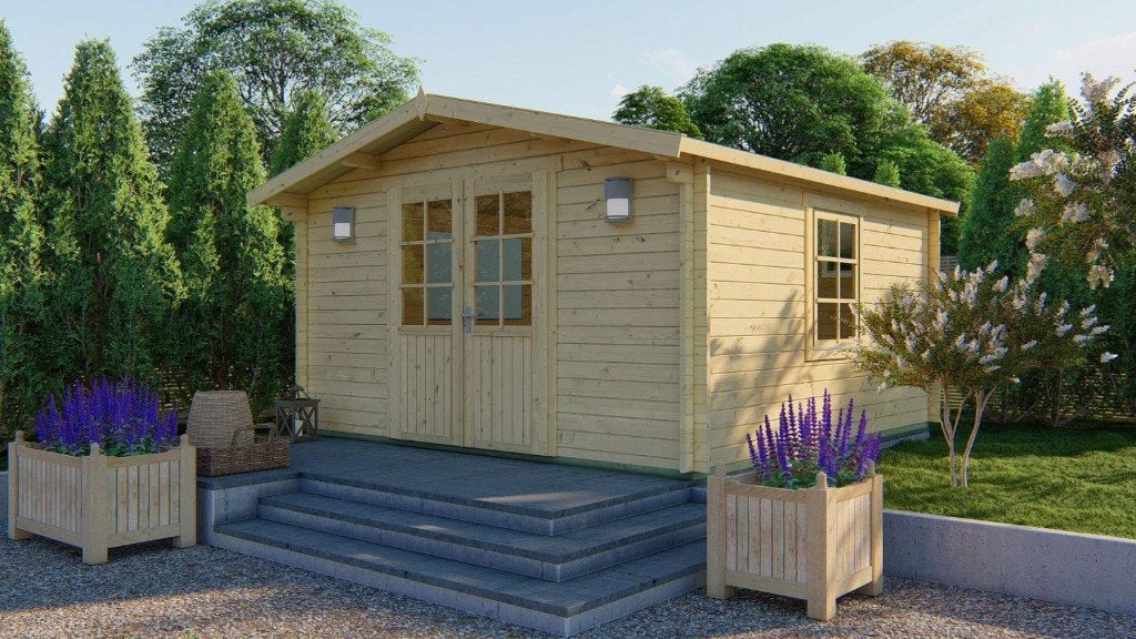 Blokhut - Tuinhuis Gunda | 40 mm | vuren onbehandeld, Verzenden, Nieuw