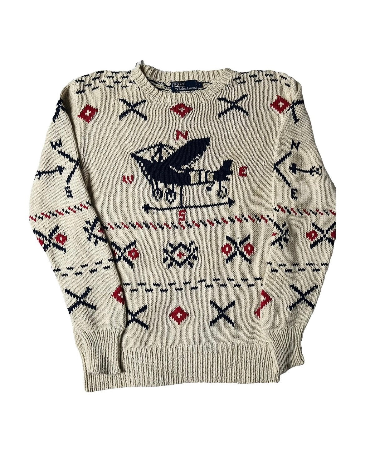 Ralph Lauren handknit intarsia airplane vintage - size M, Ophalen of Verzenden, Zo goed als nieuw
