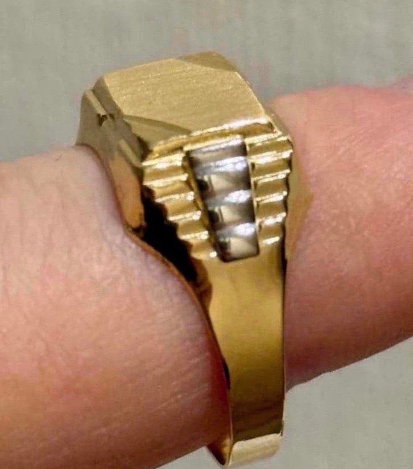 Heren Rolex ring 18 karaat geel en witgoud met certificaat!, Handtassen en Accessoires, 20 of groter, Heer, Nieuw, Ophalen of Verzenden