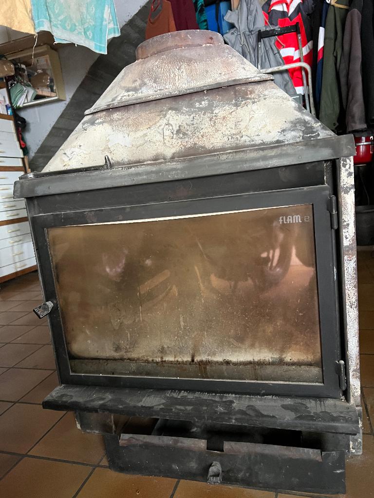 Inbouwhaard FLAMM/kachel in gietijzer, Ophalen, Gebruikt, Inbouwhaard, Houthaard