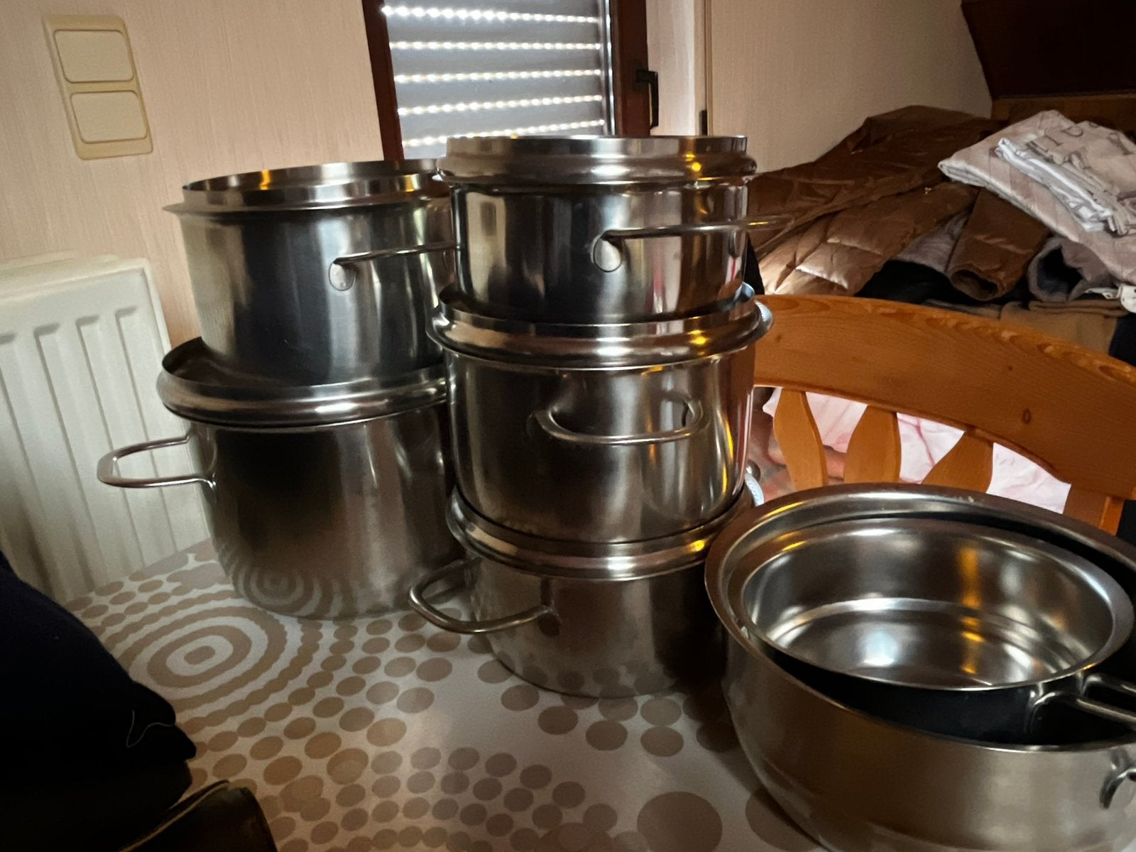 7 delig AMC kookpottenset, Inox, Enlèvement, Poêle à frire ou Sauteuse, Plaque céramique