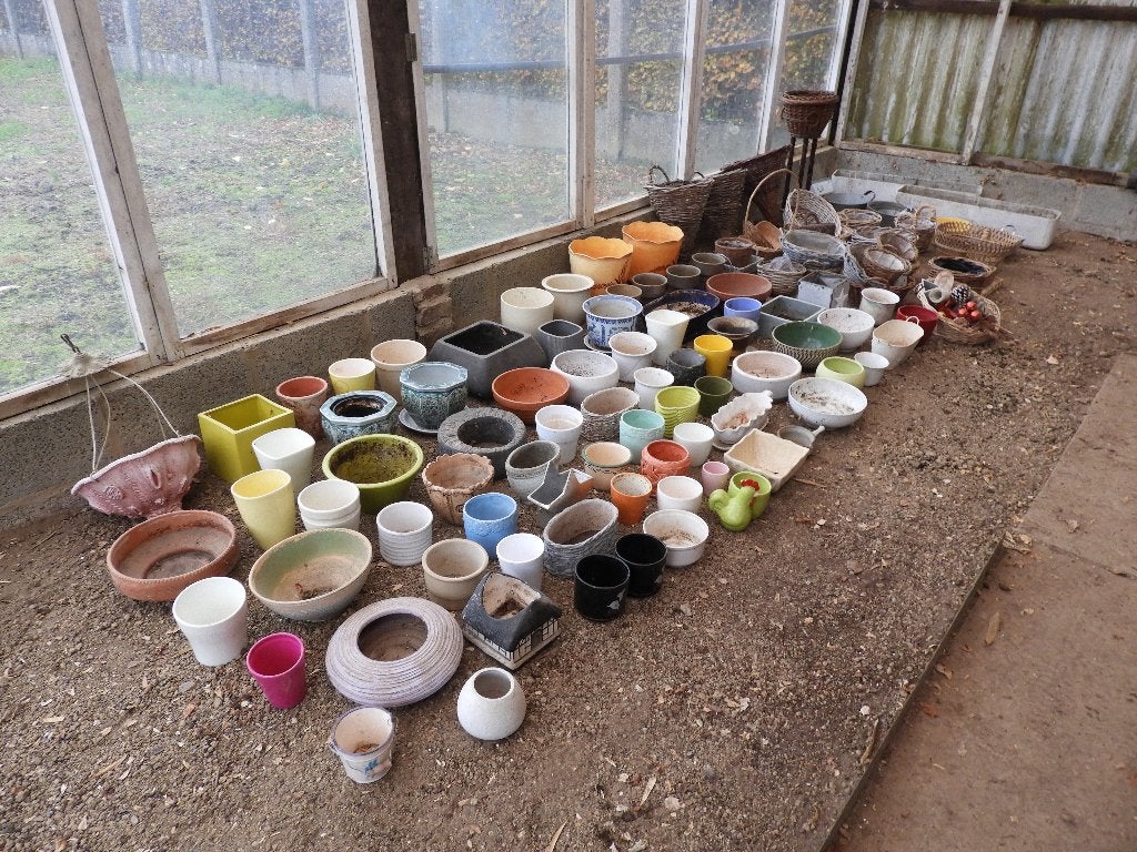 Bloempotten Allerhande, 100 stuks, Tuin en Terras, Ophalen, Gebruikt, Aardewerk, Binnen