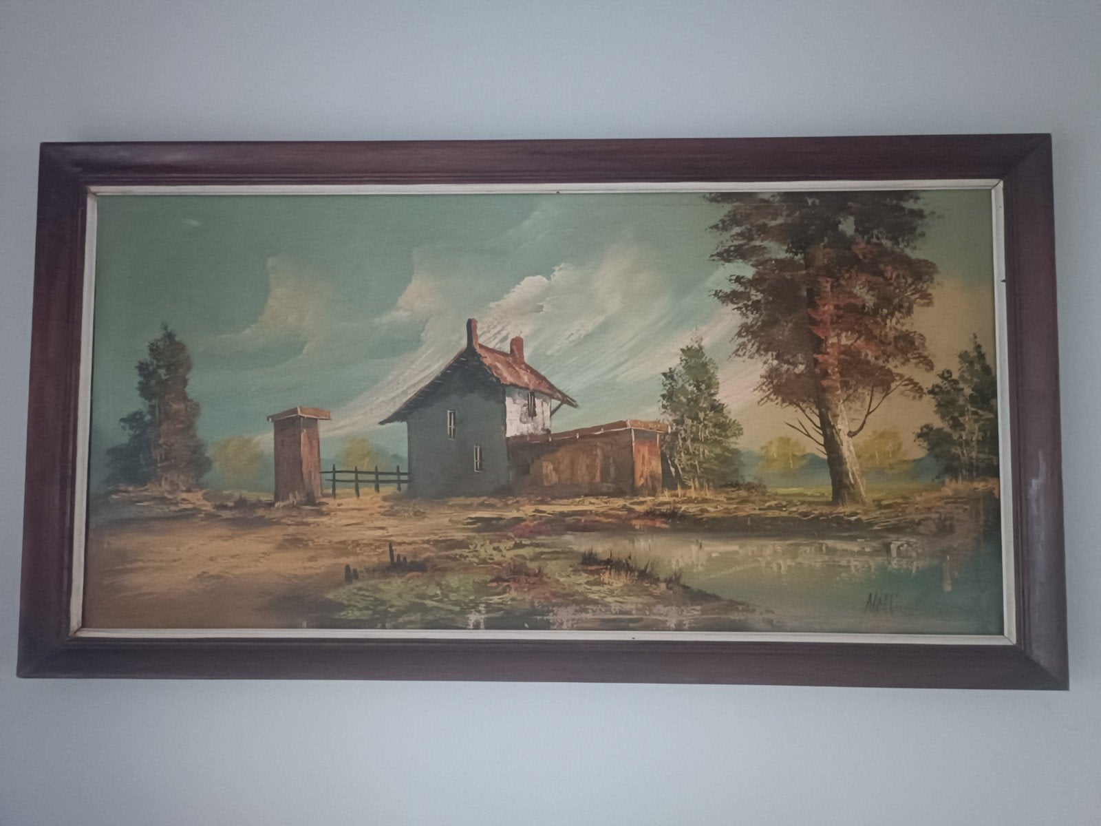 très beau tableaux peinture à l'huile vintage Signé., Enlèvement ou Envoi, Peinture à l'huile, Paysage, Signé