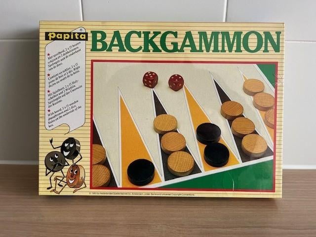 sealed retro vintage spel backgammon Papita hout, Antiquités & Art, Enlèvement ou Envoi