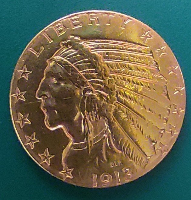 5 Dollars or"Indian Head" (Tête d'Indien)  année 1913, Timbres & Monnaies, Monnaies | Europe | Monnaies euro, Autres pays, Monnaie en vrac
