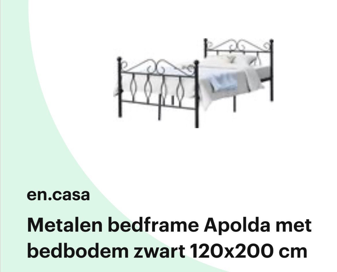 Cadre de lit en métal avec sommier + matelas (120x200cm), Enlèvement, Comme neuf