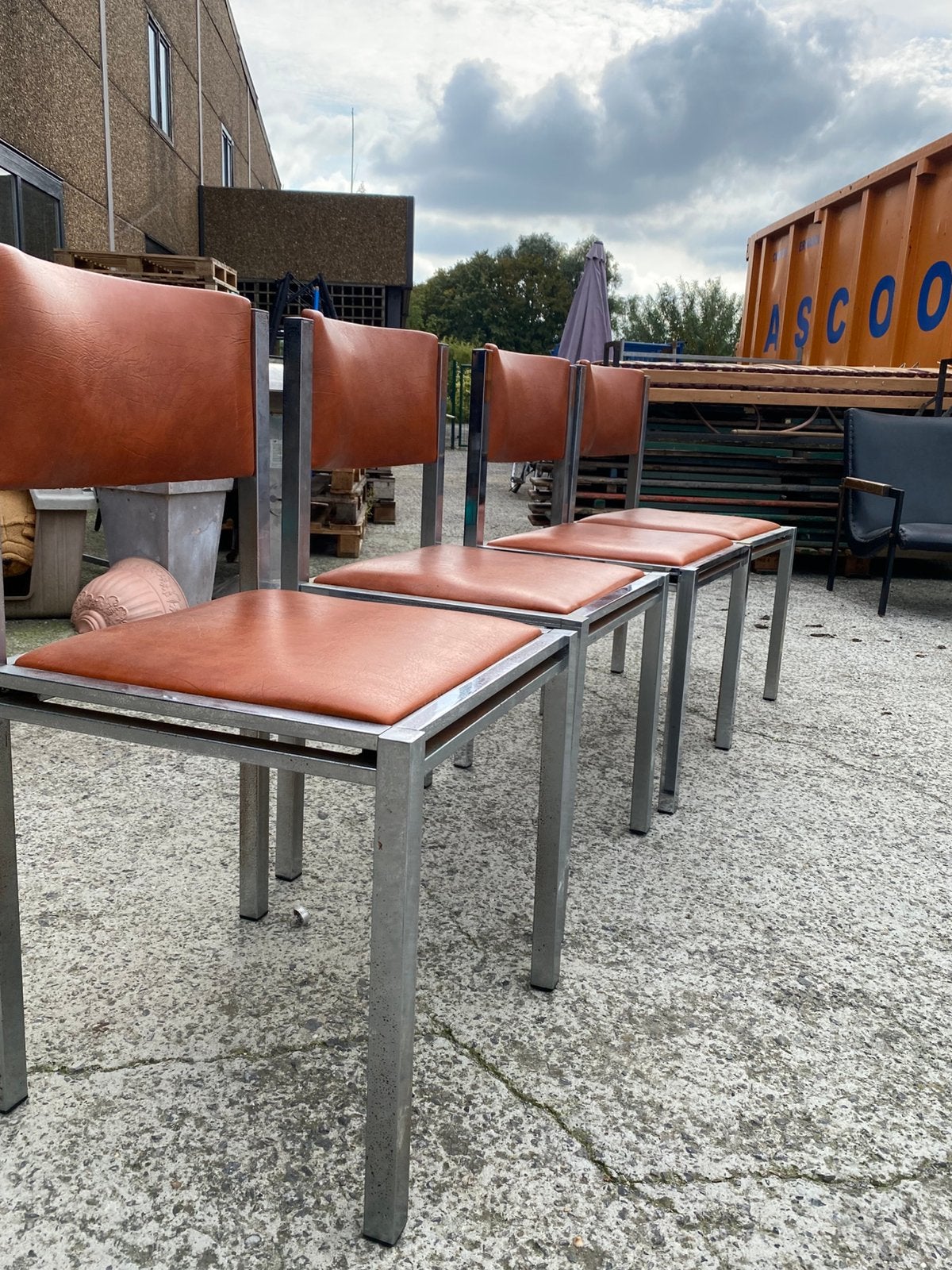 Set van 4 Vintage stoelen ‘70 s, Ophalen, Gebruikt, Metaal