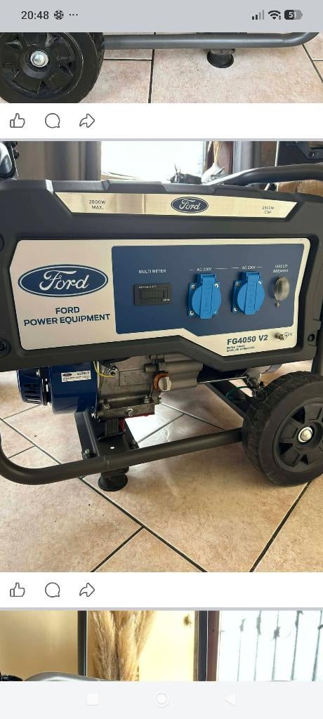 Groupe électrogène ford, Doe-het-zelf en Bouw, Aggregaten, Ophalen, Benzine, Geluidgedempt, Nieuw