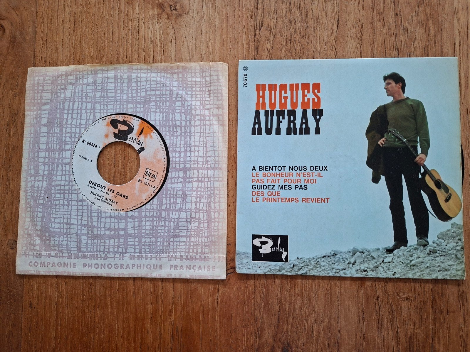 Vinyl - Hugues Aufray: EP + single, 1964, Gebruikt, Overige genres, 7 inch, Ophalen of Verzenden