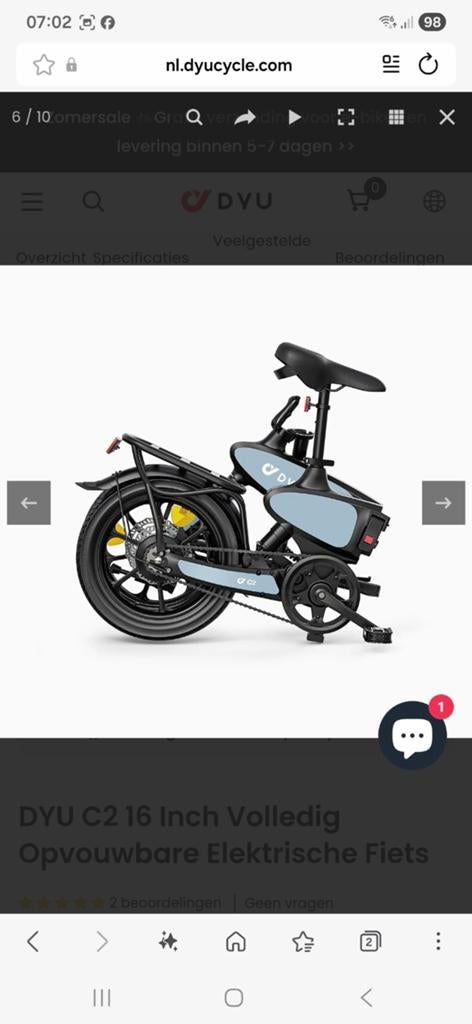 Plooibare electrische mini fiets, Enlèvement