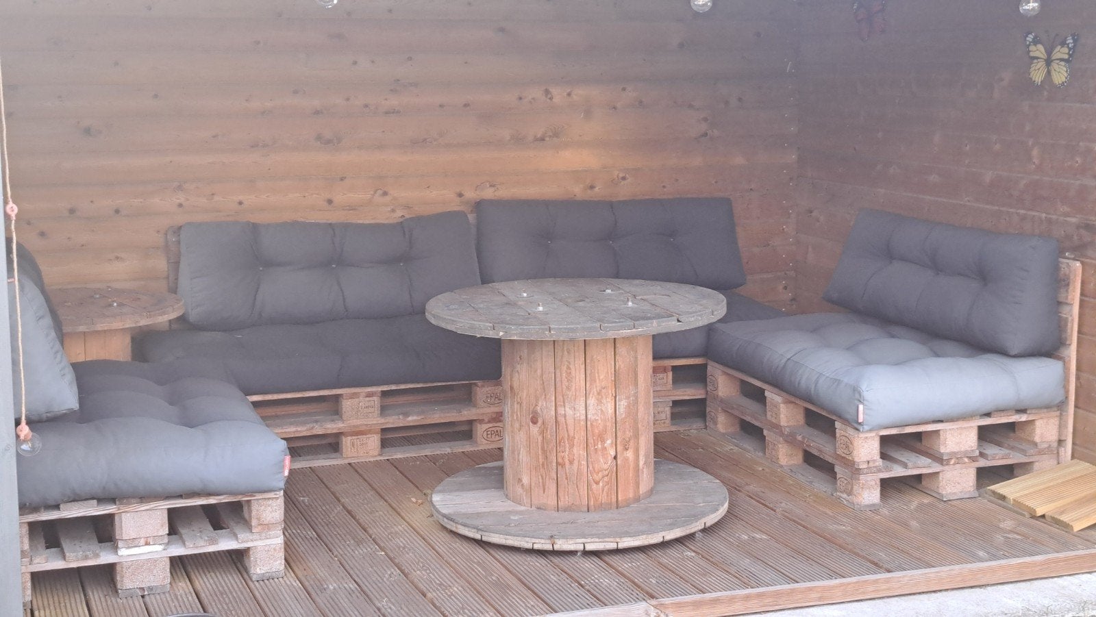 palletlounge met kussens, Ophalen, Gebruikt, 8 zitplaatsen, Loungeset