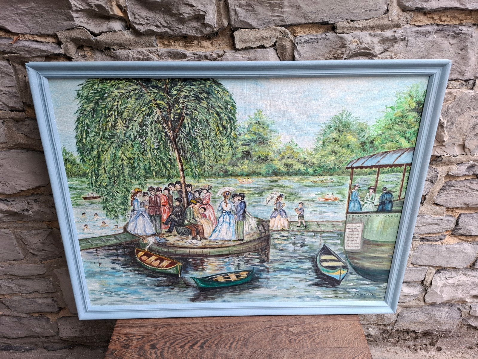 Grand tableau signé Bailloeul (?) – 1994 – Scène animée, Enlèvement, Signé, Toile