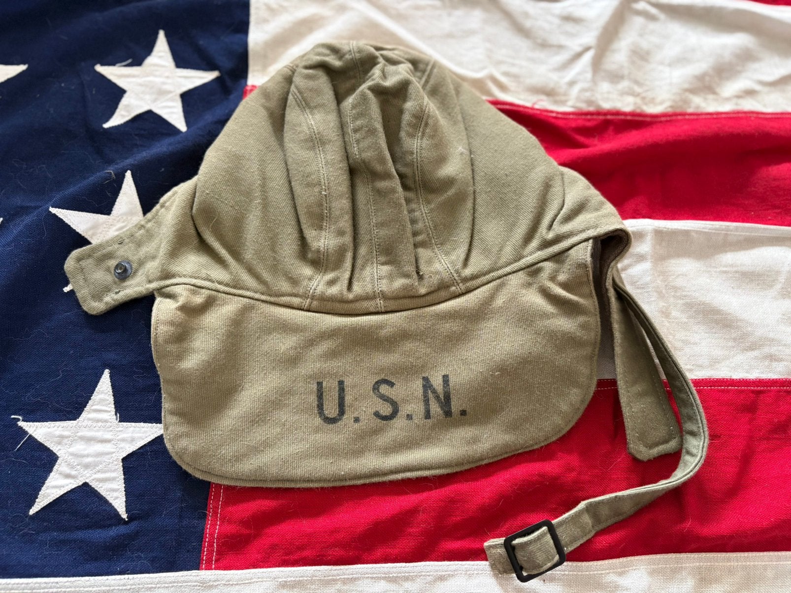 USN WW2 N1 wintercap 7, Verzamelen, Ophalen of Verzenden