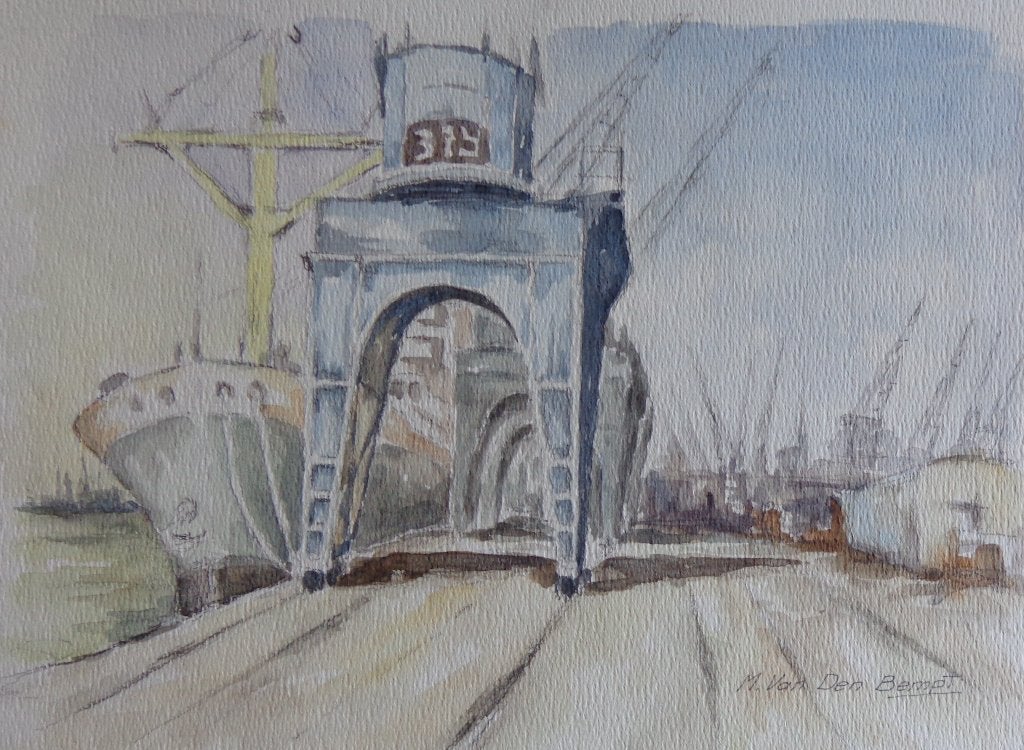 MARCEL VAN DEN BEMPT / 4 STUKS / ANTWERPEN ORIGINEEL 27x36cm, Antiquités & Art, Enlèvement ou Envoi, Aquarelle, Signé, Papier