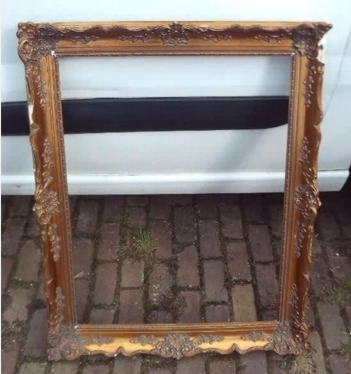 Oude Vergulde houten Barok Lijst - 102x82 / 85x65, Gebruikt, Schilderijlijst, Ophalen of Verzenden, Goud