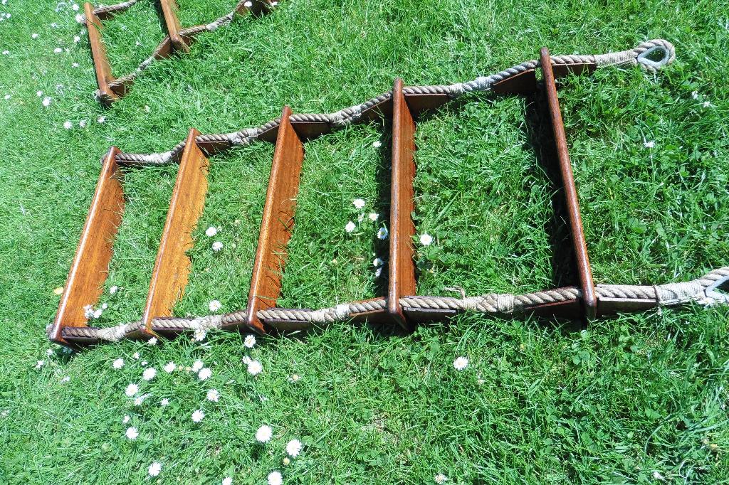 Vintage handgemaakt houten touwladder maritiem, Verzamelen, Scheepvaart, Ophalen of Verzenden, Gebruikt, Motorboot of Zeilboot