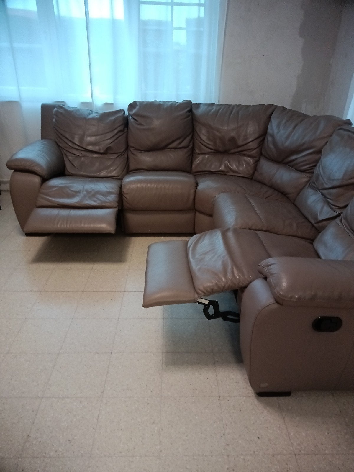 Lederen hoeksalon / Hoekzetel, Huis en Inrichting, Ophalen, Gebruikt, Leer