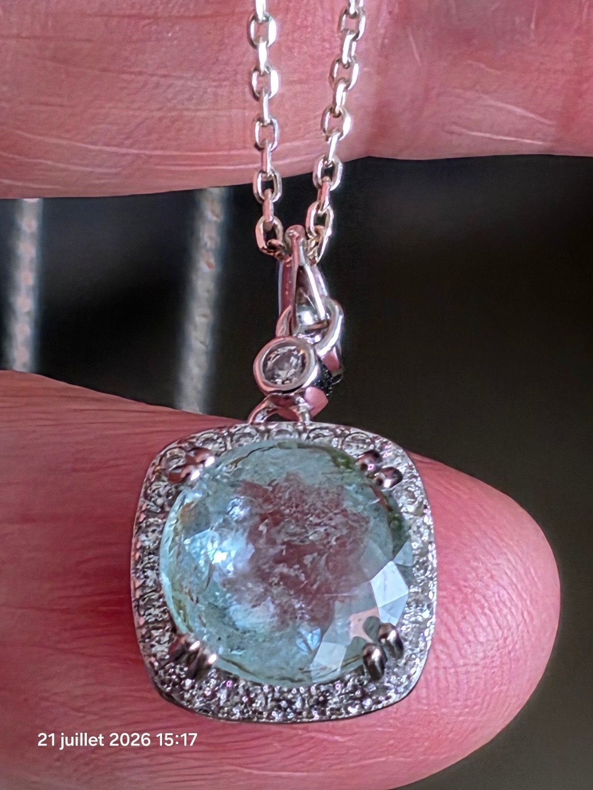 Pendentif en argent sterling avec aigue-marine naturelle, Neuf, Enlèvement, Avec pierre précieuse, Argent