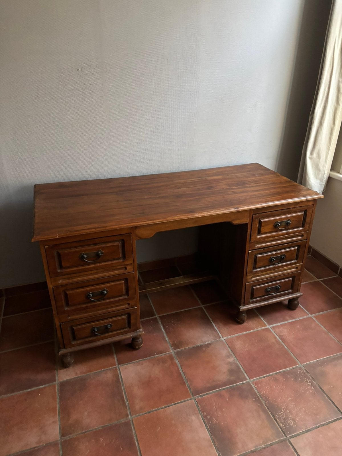 Antiek massief houten bureau, Autres marques, Bureau d'écolier, 150 cm, Avec tiroirs