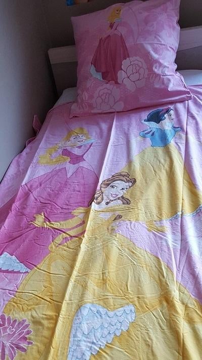 Dekbedovertrek prinses 1 pers + gratis speelgoed gsm, Enlèvement ou Envoi, Comme neuf, Housse de couette