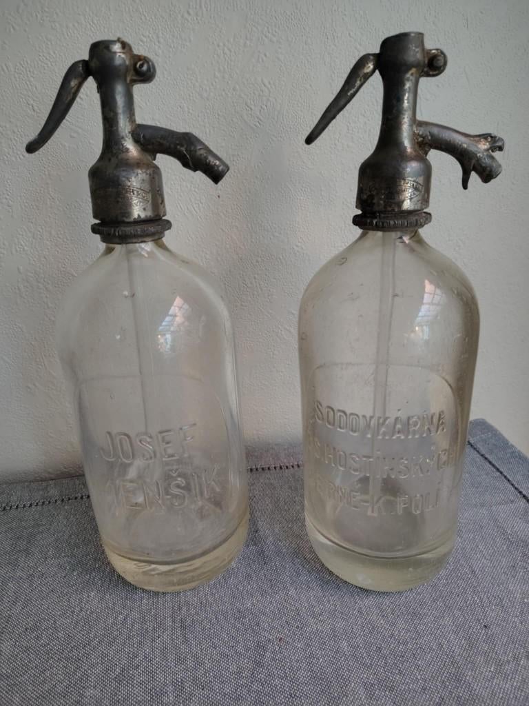 2 antieke sifon flessen Bratislava, Ophalen of Verzenden