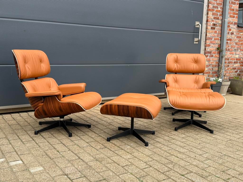 Fauteuil lounge Vitra Eames original+pouf Rosewood, Maison & Meubles, Fauteuils, Bois, Enlèvement ou Envoi