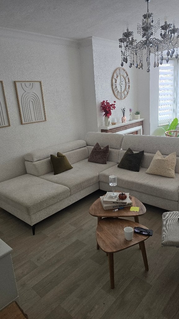 Canapé neuf en coin beige clair, Maison & Meubles, 75 à 100 cm, 250 à 300 cm, Banc d'angle, Quatre personnes ou plus