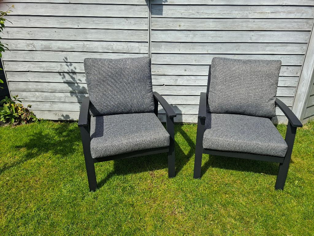 2 loungestoelen, Tuin en Terras, Aluminium, Zo goed als nieuw, Loungeset, Stoel