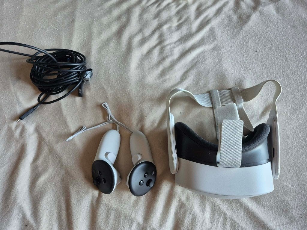Meta Quest 3S 128GB + BlueBuilt PC Link Cable, Enlèvement, Comme neuf, Lunettes VR, PC