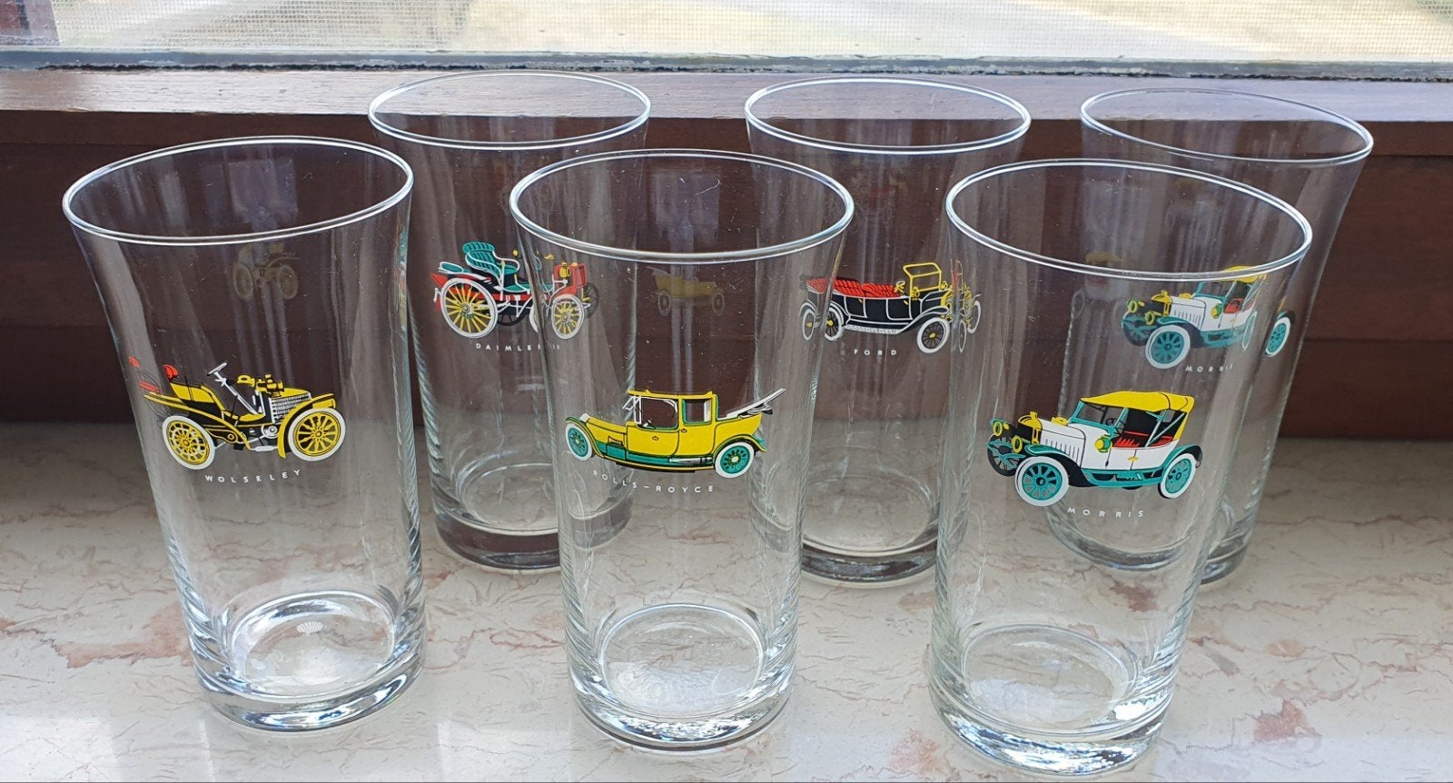 Verres Vintage décor anciennes voitures, Ophalen of Verzenden