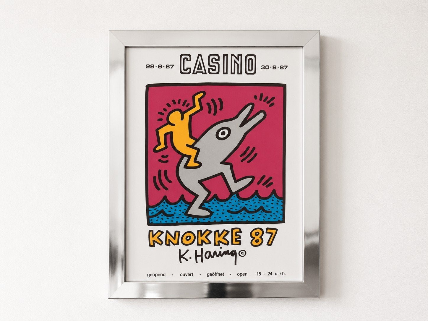 Haring Keith 87, casino knokke, Antiquités & Art, Art | Lithographies & Sérigraphies, Encadré, Enlèvement ou Envoi