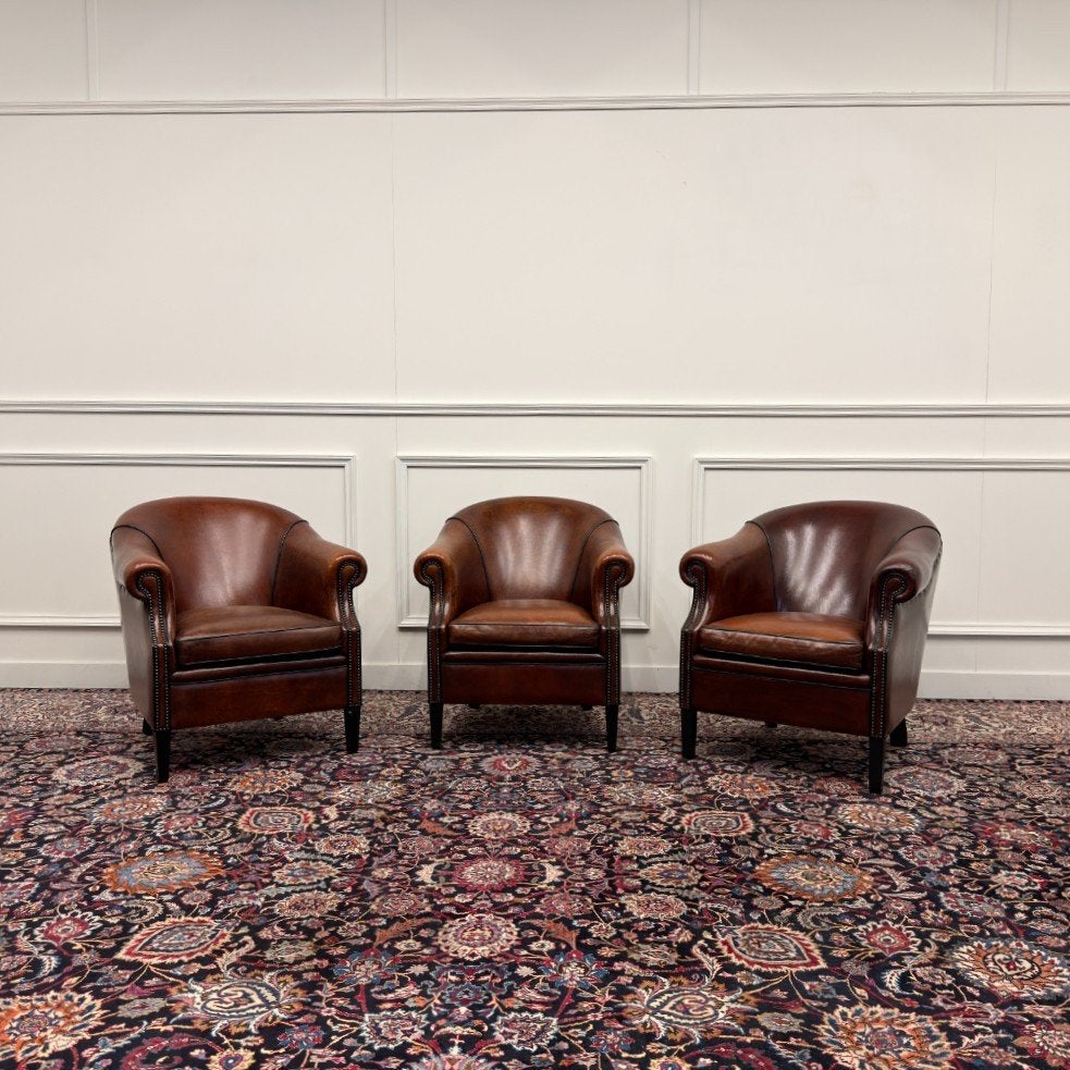 Klassiek Engelse Schaap Lederen Fauteuils, Ophalen