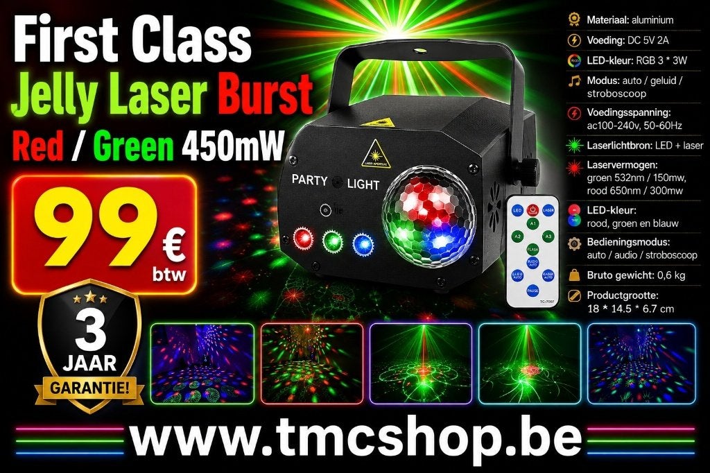 Nouveau Jelly Laser Burst de première classe rouge/vert450mW, Enlèvement ou Envoi, Neuf, Lumières, Commande sonore