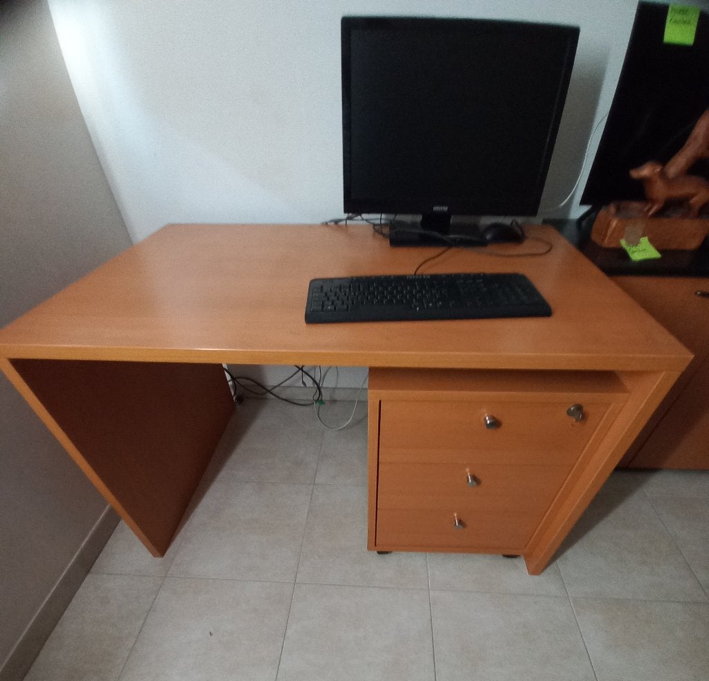 Bureau met ladenblok en bijpassende opbergkast, Huis en Inrichting, Modern, Ophalen, Gebruikt, Bureau-kast combinatie