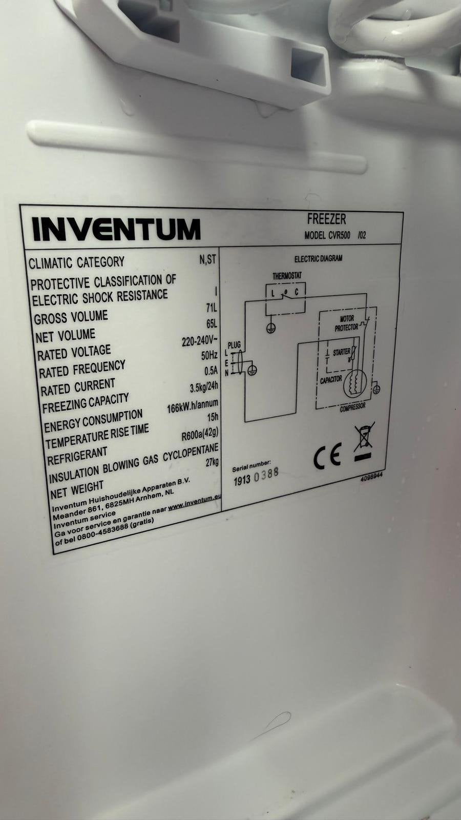 Diepvriezer wit, Gebruikt, Minder dan 60 cm, Vrijstaand, Ophalen