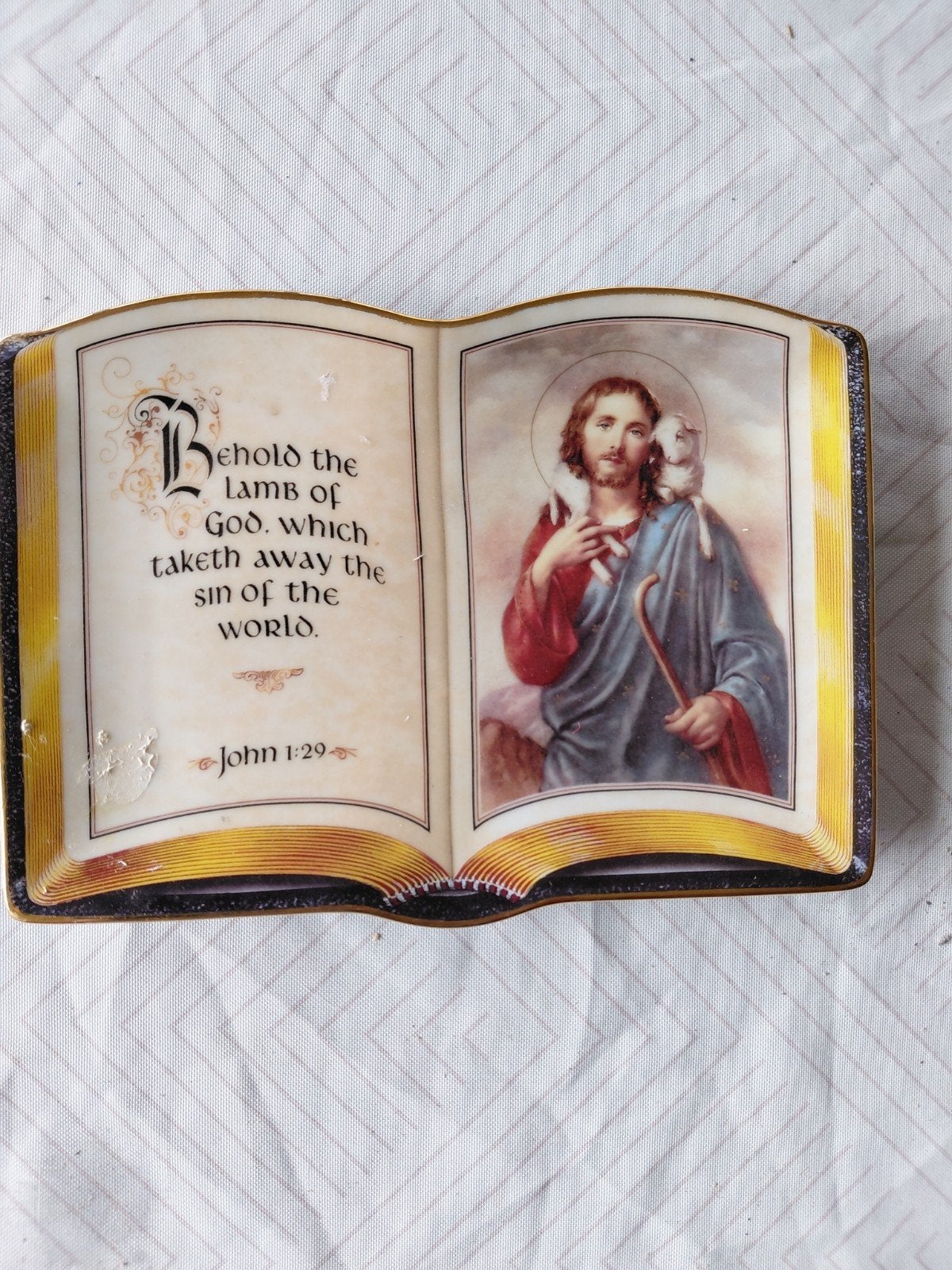 mooi porselein bord, Collections, Religion, Enlèvement, Utilisé, Autres types, Christianisme | Catholique
