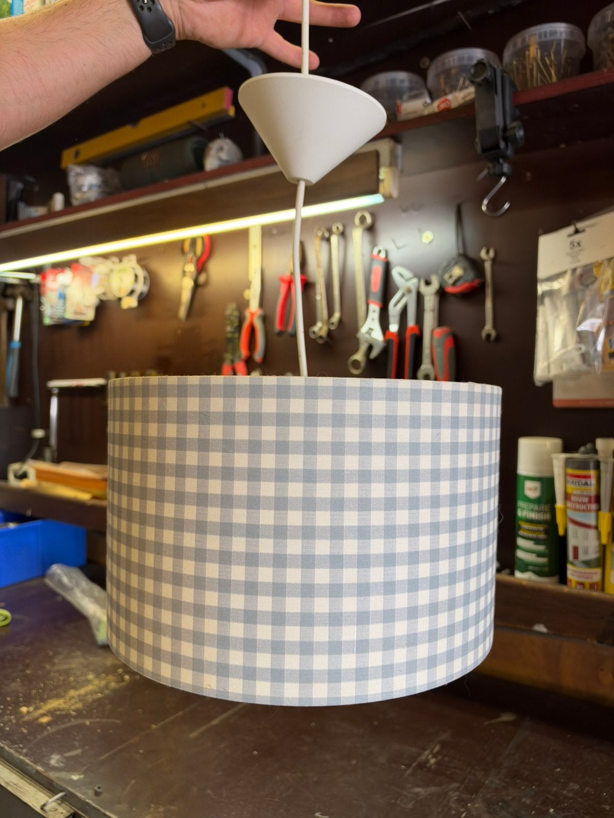Hanglamp voor kinderkamer, Huis en Inrichting, Blauw, Rond, Zo goed als nieuw, Textiel