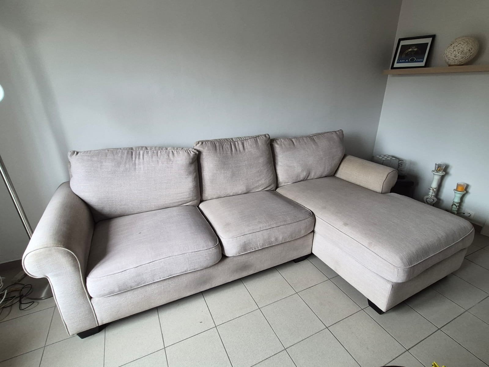 Beige 3 zit met longchair,wasbare Kussenhoezen, Ophalen